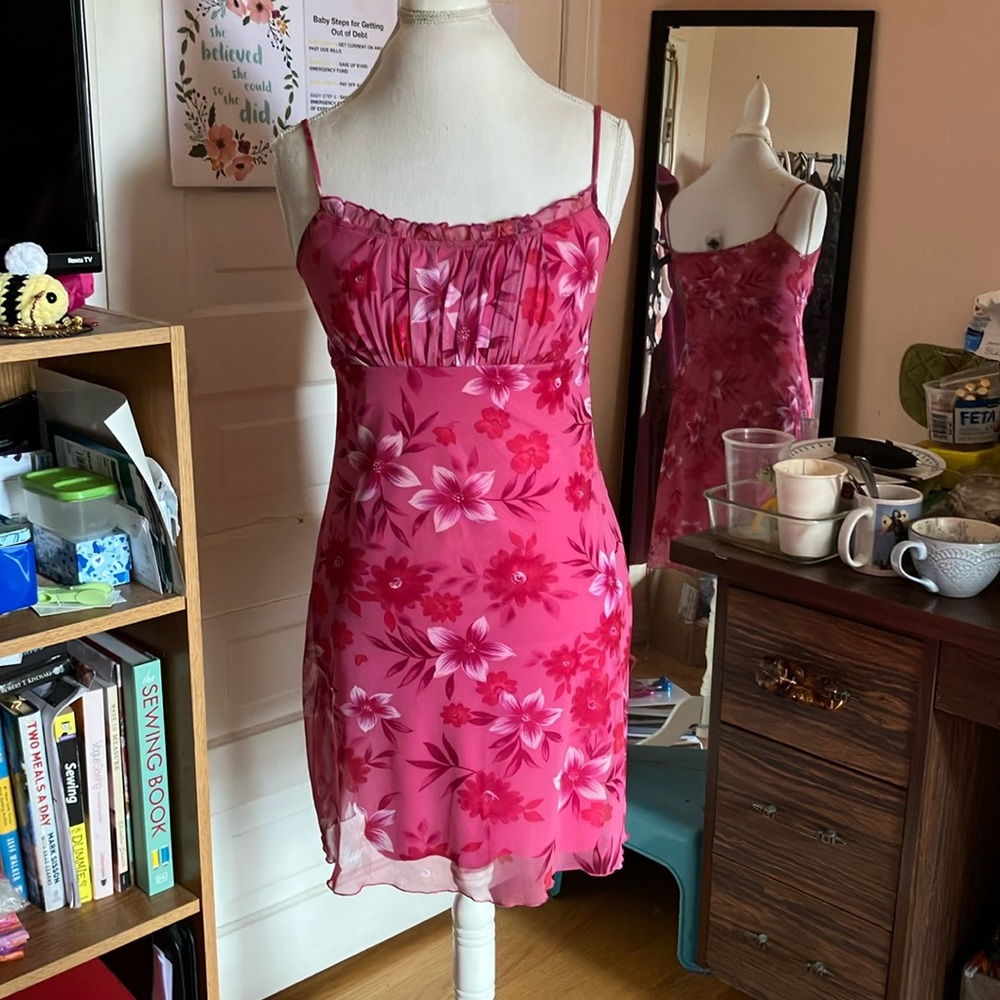 90s milkmaid style spaghetti strap dress by California Concepts size medium.